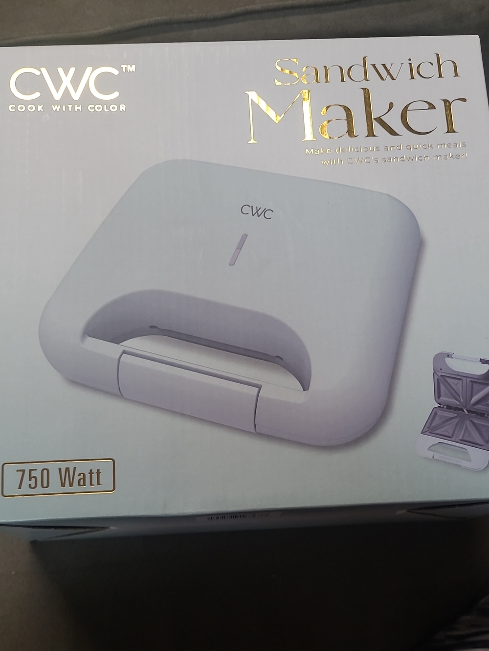 CWC  Sandwich Maker - 750W Compact Sandwich Toaster  See Pics For Color